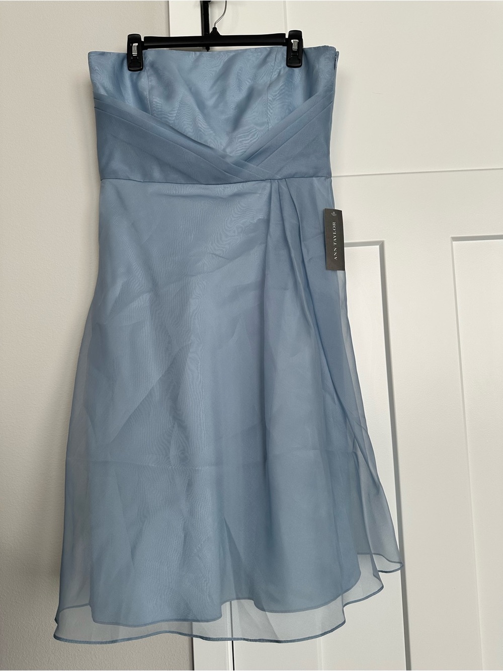 NWT Ann Taylor Strapless Light Blue A-Line Dress with detachable straps size 12